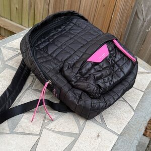 Kate Spade Quilted Black Backpack with Pink Accents